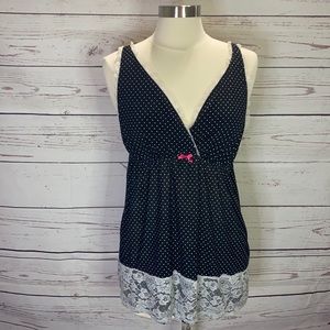 Lingerie nightie polka dot bows top